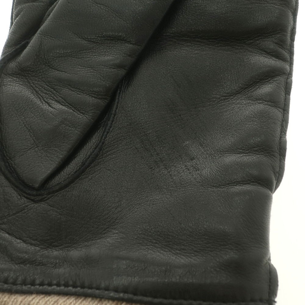 中古】アルポ ALPO レザー カシミヤライニング 手袋 グローブ ブラック