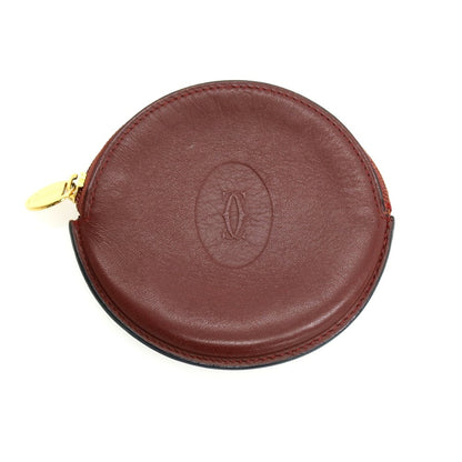 【中古】カルティエ CARTIER レザー サークル コインケース ボルドー【 状態ランクB 】【 ユニセックス 】