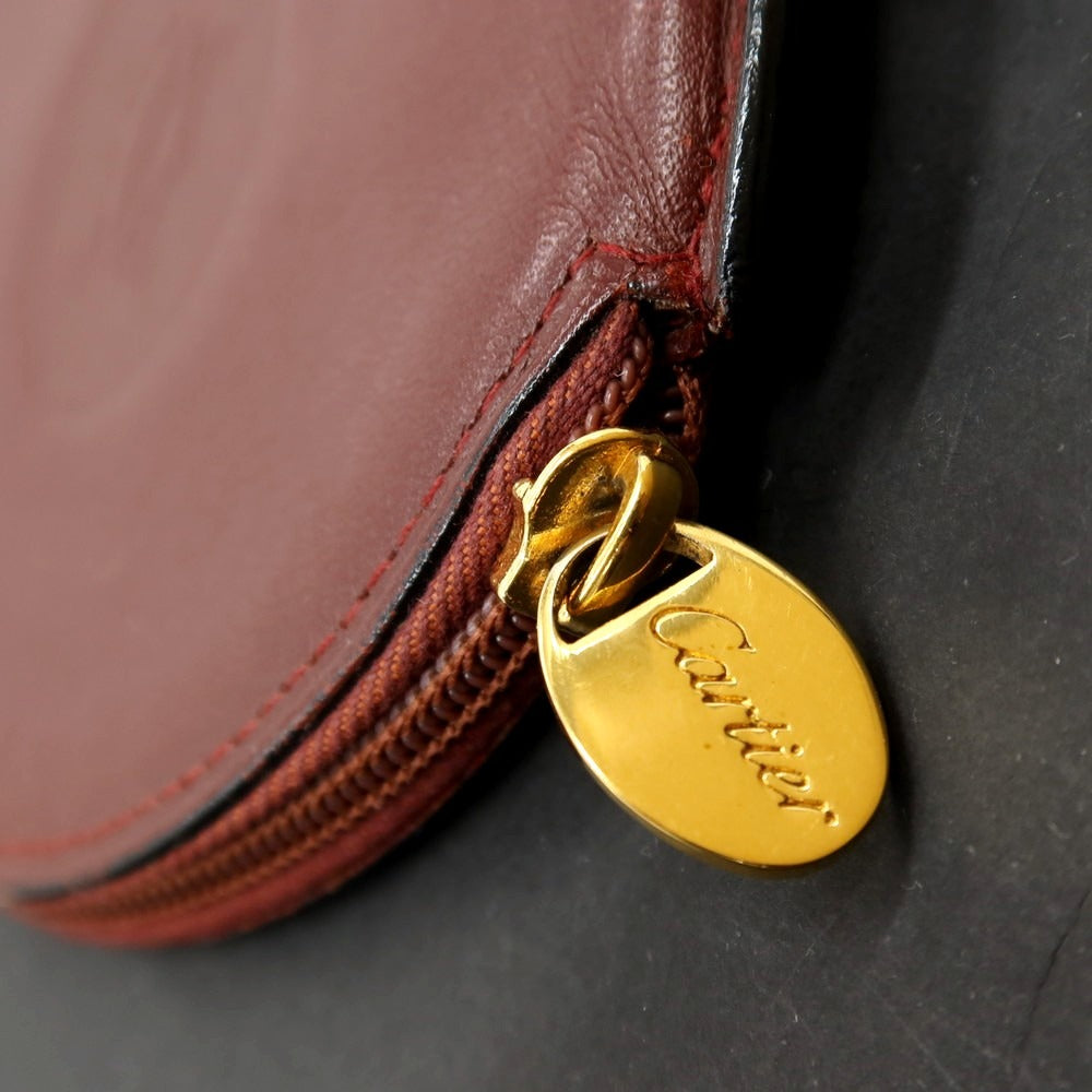 【中古】カルティエ CARTIER レザー サークル コインケース ボルドー【 状態ランクB 】【 ユニセックス 】