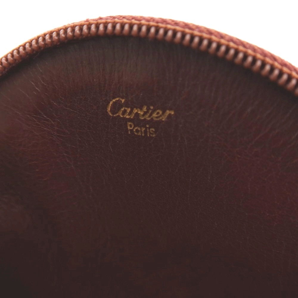 【中古】カルティエ CARTIER レザー サークル コインケース ボルドー【 状態ランクB 】【 ユニセックス 】