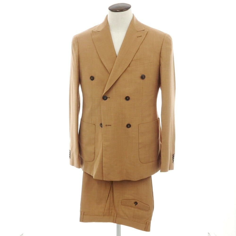 【新品】ガウディ GAUDI 26SS ストレッチポリエステル ダブルスーツ ライトブラウン【 50 】【 状態ランクN 】【 メンズ 】