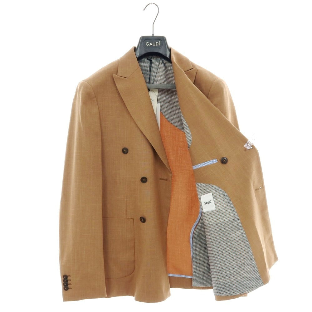 【新品】ガウディ GAUDI 26SS ストレッチポリエステル ダブルスーツ ライトブラウン【 50 】【 状態ランクN 】【 メンズ 】