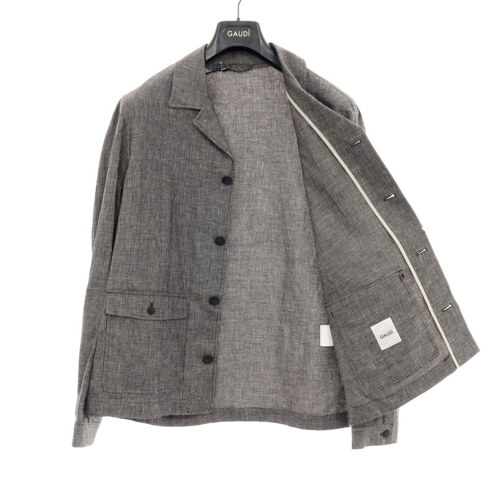 【新品】ガウディ GAUDI 26SS リネンコットン ワークジャケット ダークグレー【 50 】【 状態ランクN 】【 メンズ 】