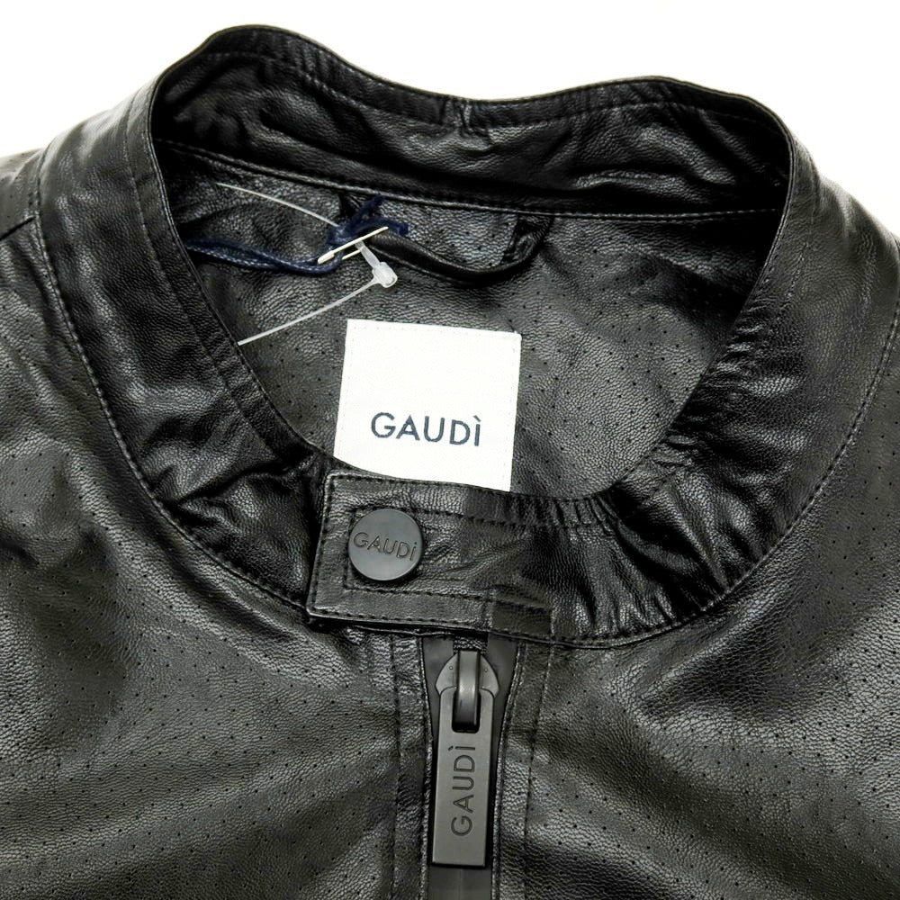 【新品】ガウディ GAUDI 26SS パンチングエコレザー ライダースジャケット ブラック【 L 】【 状態ランクN 】【 メンズ 】
