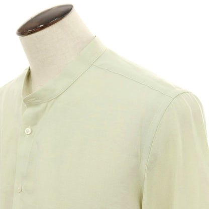 【新品アウトレット】ガウディ GAUDI リヨセルリネン バンドカラー カジュアルシャツ ライトグリーン【 L 】【 状態ランクN- 】【 メンズ 】