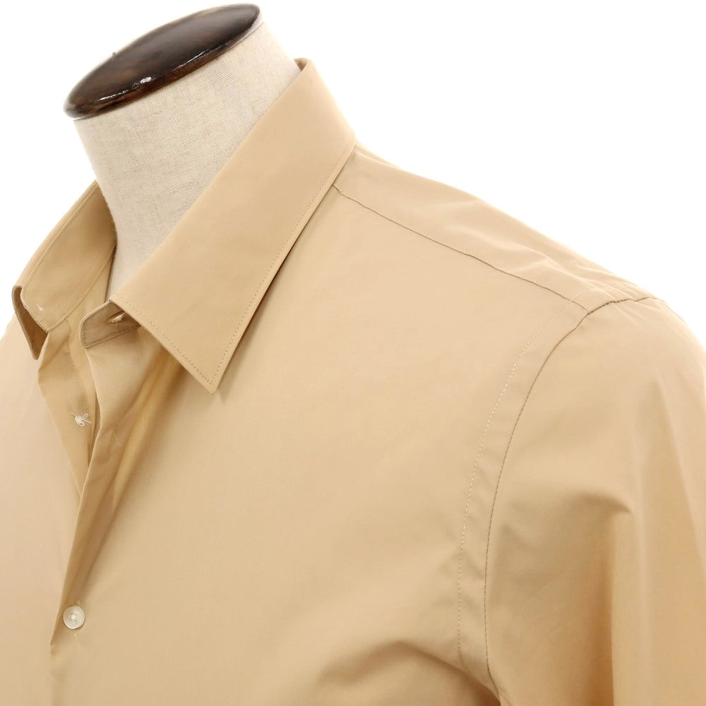 【新品】ガウディ GAUDI ストレッチ コットンナイロン レギュラーカラー カジュアルシャツ ベージュ【 L 】【 状態ランクN 】【 メンズ 】