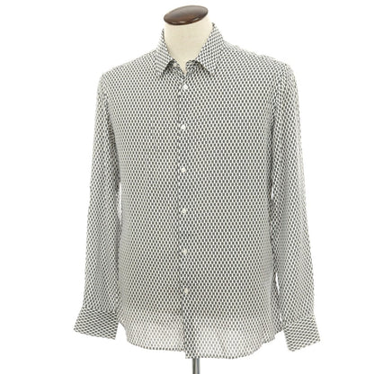 【新品】ガウディ GAUDI レーヨン 総柄 レギュラーカラー カジュアルシャツ ホワイトxブラック【 L 】【 状態ランクN 】【 メンズ 】