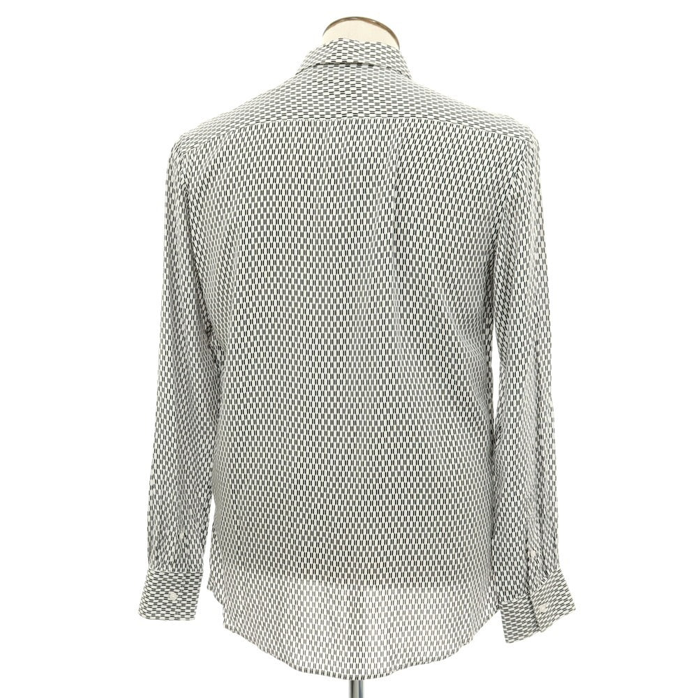 【新品】ガウディ GAUDI レーヨン 総柄 レギュラーカラー カジュアルシャツ ホワイトxブラック【 L 】【 状態ランクN 】【 メンズ 】