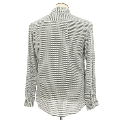 【新品】ガウディ GAUDI レーヨン 総柄 レギュラーカラー カジュアルシャツ ホワイトxブラック【 L 】【 状態ランクN 】【 メンズ 】