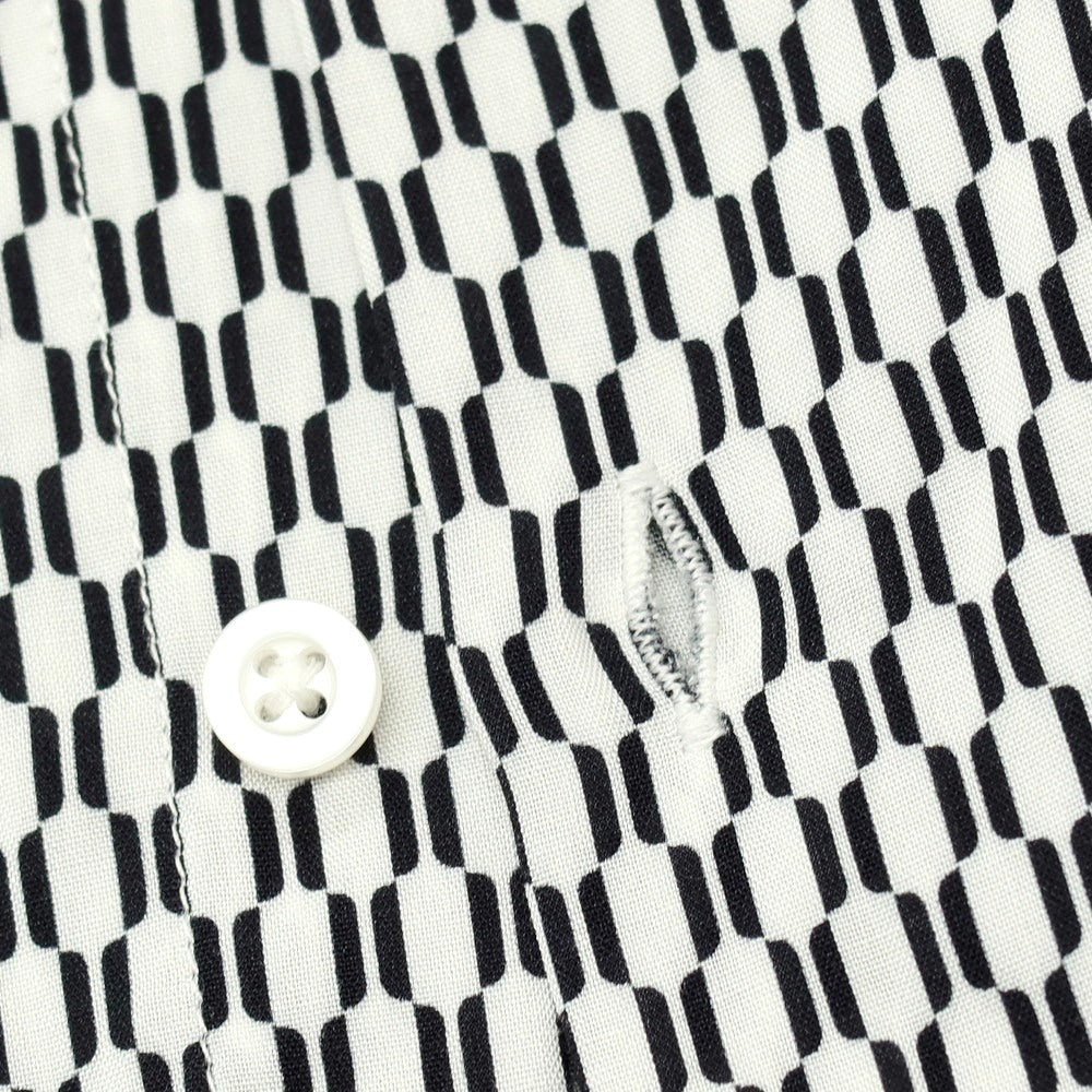 【新品】ガウディ GAUDI レーヨン 総柄 レギュラーカラー カジュアルシャツ ホワイトxブラック【 L 】【 状態ランクN 】【 メンズ 】