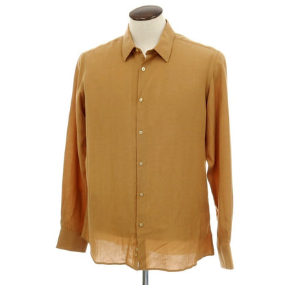 【新品】ガウディ GAUDI リヨセルリネン レギュラーカラー カジュアルシャツ ライトブラウン【 L 】【 状態ランクN 】【 メンズ 】