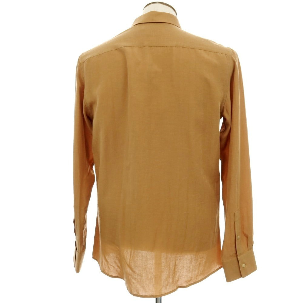 【新品】ガウディ GAUDI リヨセルリネン レギュラーカラー カジュアルシャツ ライトブラウン【 L 】【 状態ランクN 】【 メンズ 】