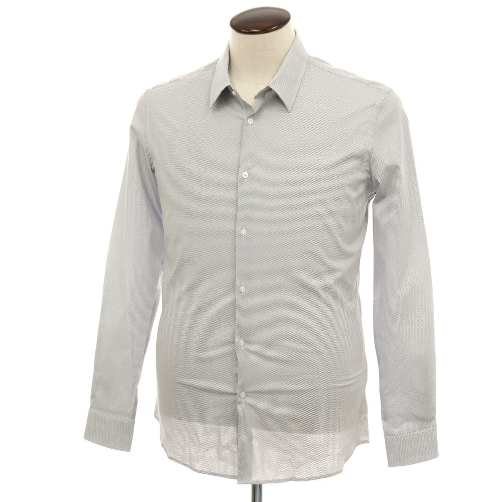 【新品アウトレット】ガウディ GAUDI ストレッチ コットン 総柄 レギュラーカラー カジュアルシャツ ホワイトxブラック【 L 】【 状態ランクN- 】【 メンズ 】