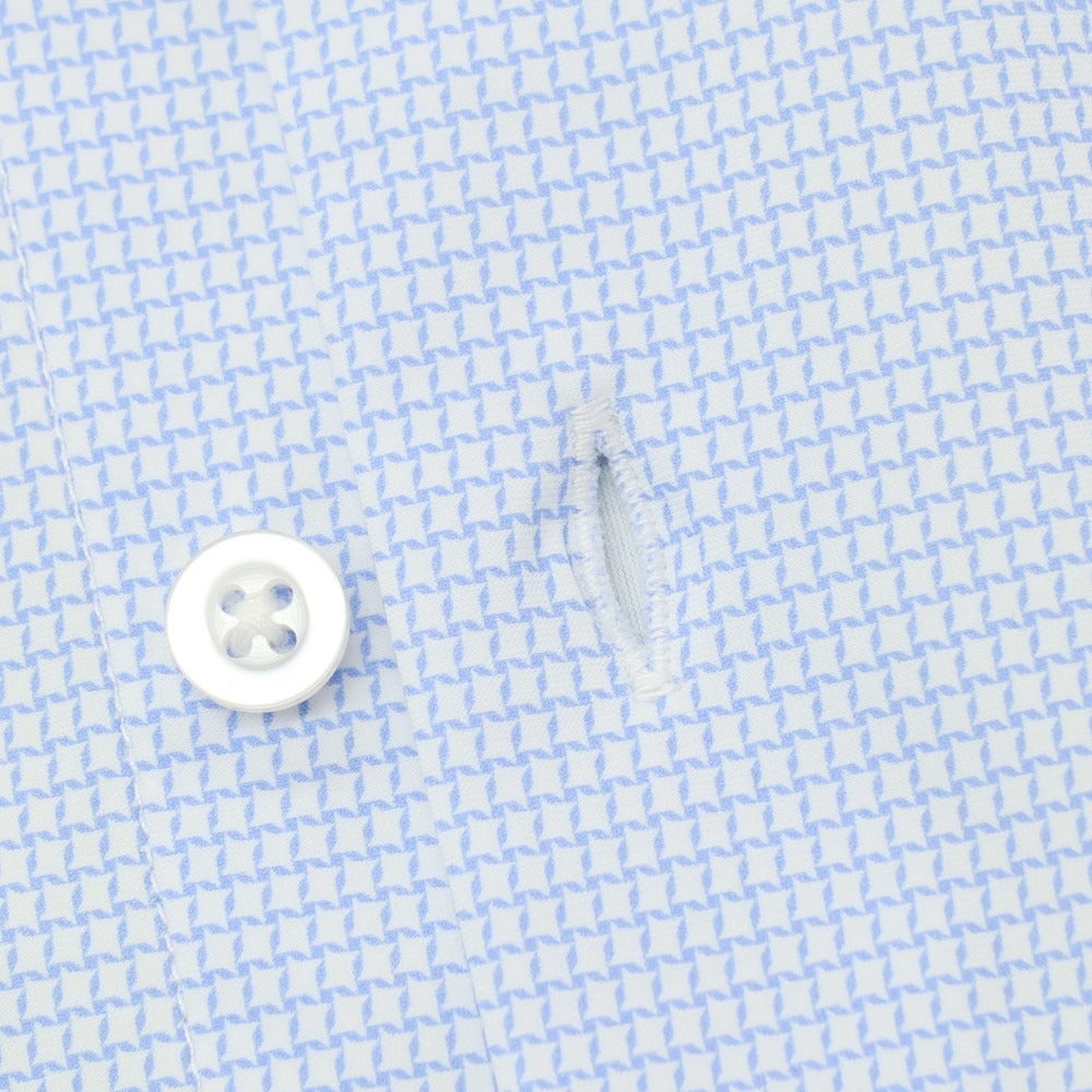 【新品】ガウディ GAUDI ナイロン ジャージー レギュラーカラー カジュアルシャツ ライトブルーxホワイト【 L 】【 状態ランクN 】【 メンズ 】