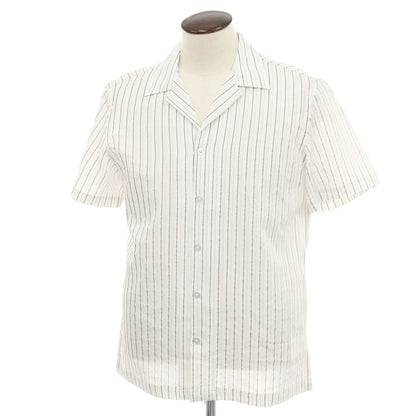 【新品】ガウディ GAUDI レーヨンナイロンポリエステル ストライプ オープンカラー 半袖シャツ ホワイト【 L 】【 状態ランクN 】【 メンズ 】