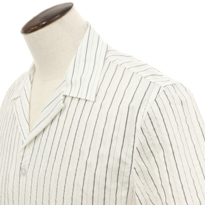 【新品】ガウディ GAUDI レーヨンナイロンポリエステル ストライプ オープンカラー 半袖シャツ ホワイト【 L 】【 状態ランクN 】【 メンズ 】