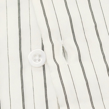 【新品】ガウディ GAUDI レーヨンナイロンポリエステル ストライプ オープンカラー 半袖シャツ ホワイト【 L 】【 状態ランクN 】【 メンズ 】