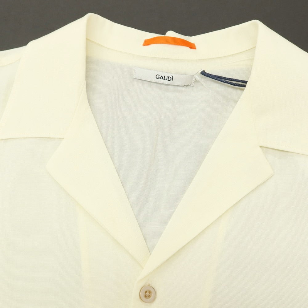 【新品】ガウディ GAUDI リヨセルリネン オープンカラー 半袖シャツ クリーム【 L 】【 状態ランクN 】【 メンズ 】