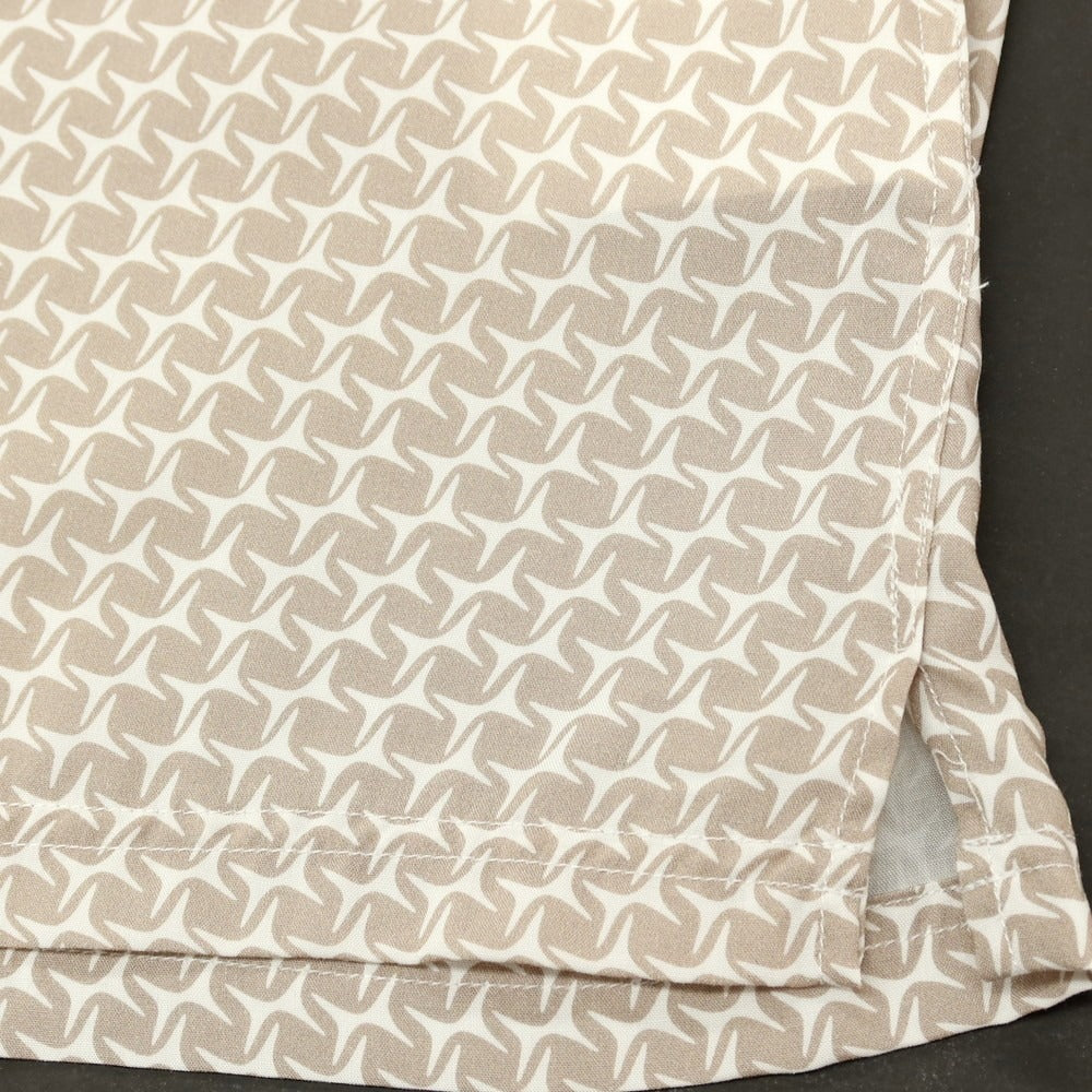 【新品アウトレット】ガウディ GAUDI レーヨン 総柄 プリント オープンカラー 半袖シャツ ホワイトxライトアッシュブラウン系【 L 】【 状態ランクN- 】【 メンズ 】