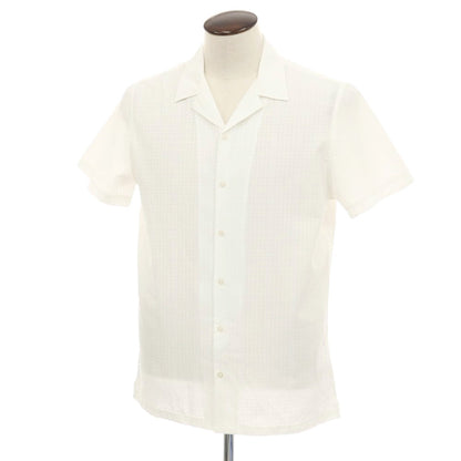 【新品】ガウディ GAUDI ポリエステルコットンレーヨン チェック オープンカラー 半袖シャツ ホワイト【 L 】【 状態ランクN 】【 メンズ 】