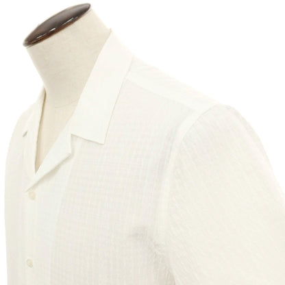 【新品】ガウディ GAUDI ポリエステルコットンレーヨン チェック オープンカラー 半袖シャツ ホワイト【 L 】【 状態ランクN 】【 メンズ 】