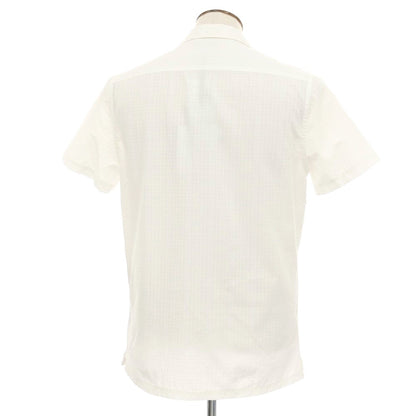 【新品】ガウディ GAUDI ポリエステルコットンレーヨン チェック オープンカラー 半袖シャツ ホワイト【 L 】【 状態ランクN 】【 メンズ 】