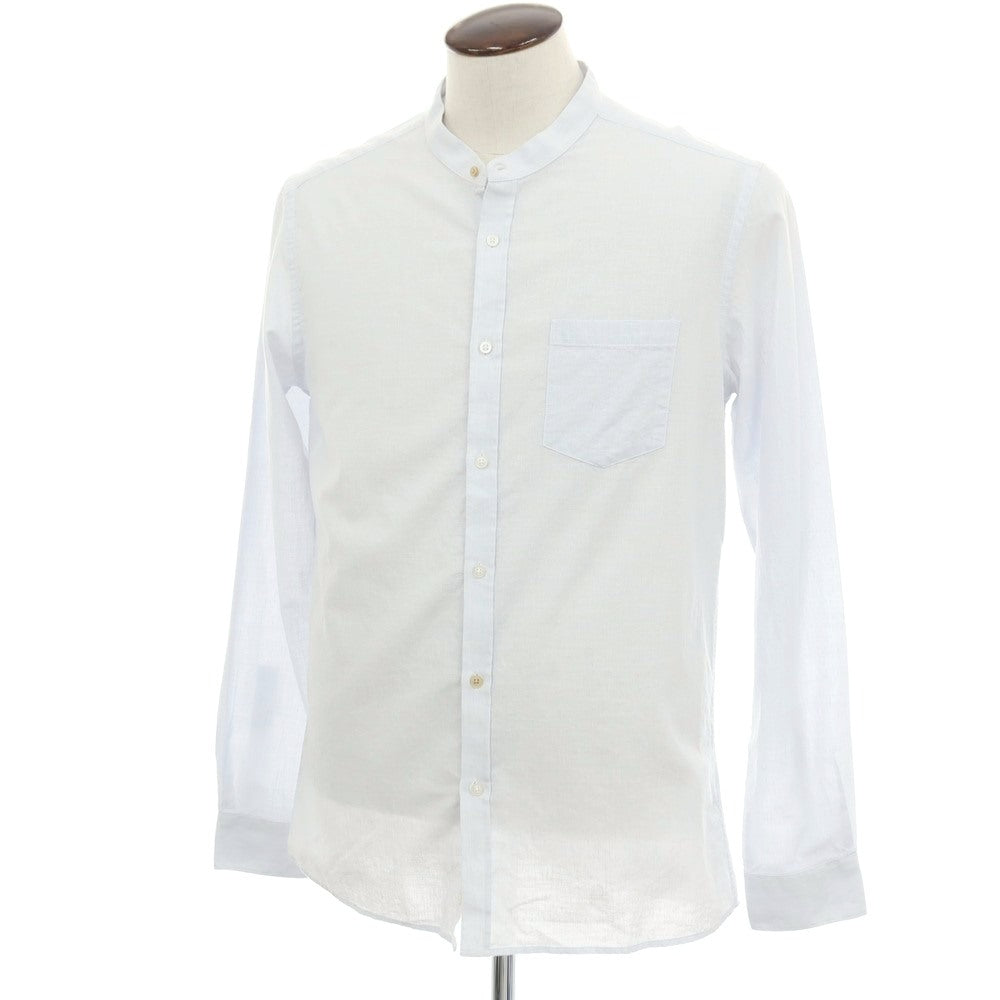 【新品】ガウディ GAUDI コットンリネン バンドカラー カジュアルシャツ アイスブルー【サイズL】【 状態ランクN 】【 メンズ 】