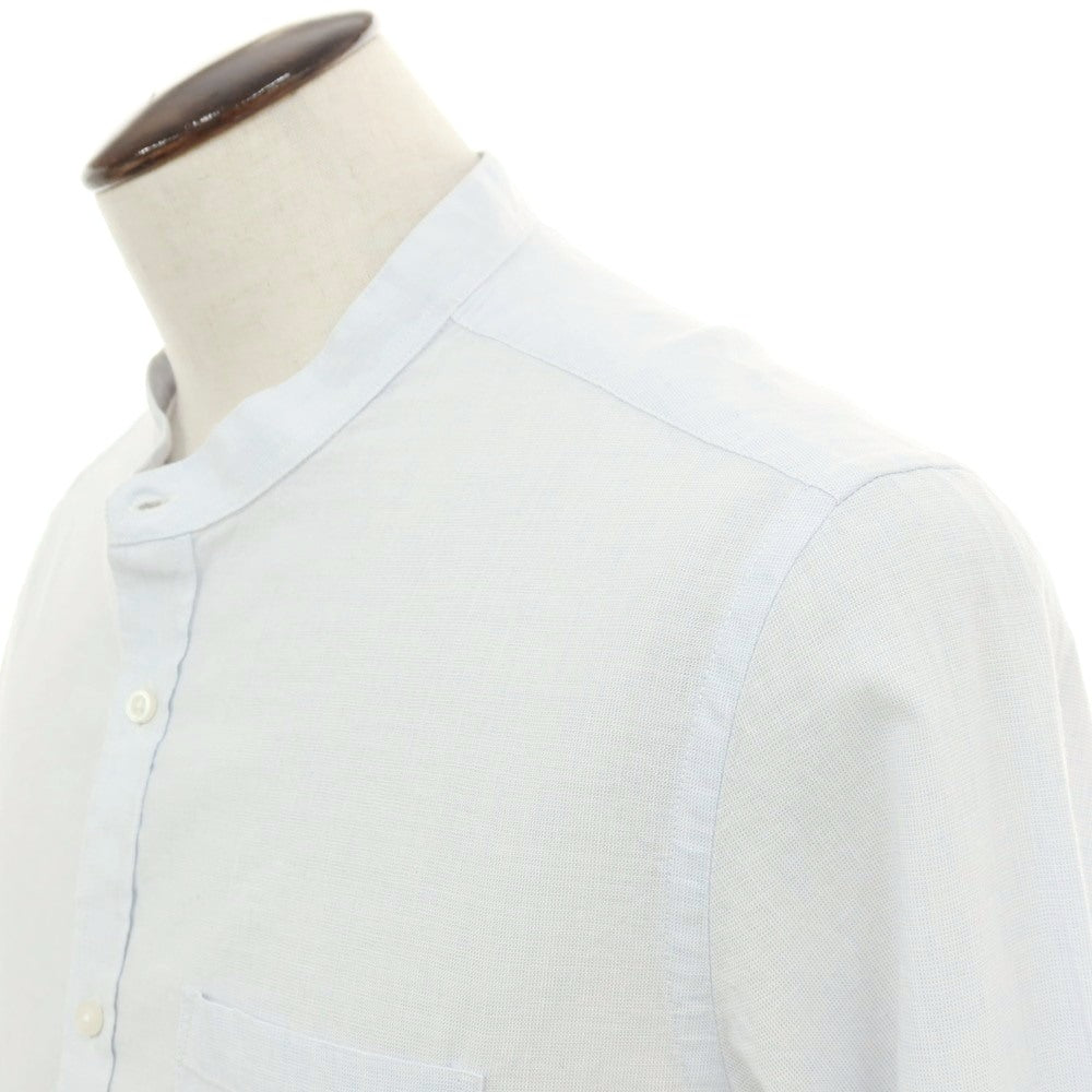 【新品】ガウディ GAUDI コットンリネン バンドカラー カジュアルシャツ アイスブルー【サイズL】【 状態ランクN 】【 メンズ 】