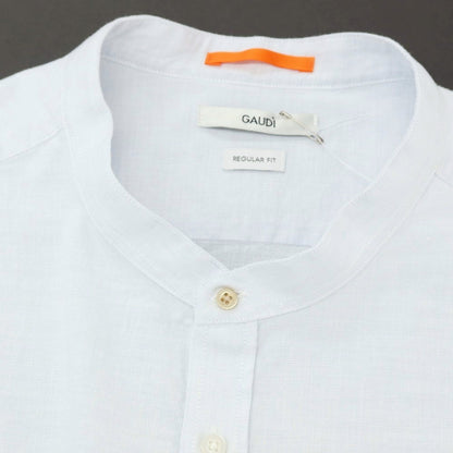 【新品】ガウディ GAUDI コットンリネン バンドカラー カジュアルシャツ アイスブルー【サイズL】【 状態ランクN 】【 メンズ 】