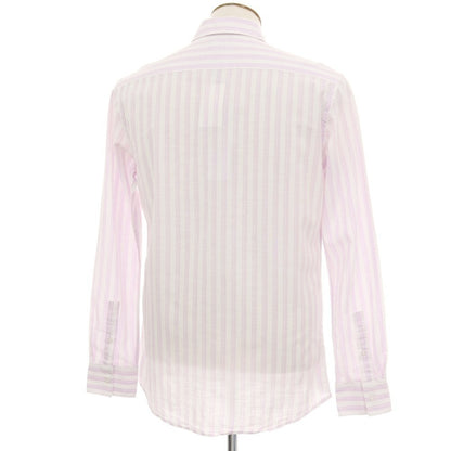 【新品】ガウディ GAUDI コットンリネン ストライプ レギュラーカラー カジュアルシャツ ラベンダーxホワイト【サイズL】【 状態ランクN 】【 メンズ 】