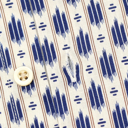 【新品】ガウディ GAUDI コットン 総柄 プリント レギュラーカラー カジュアルシャツ アイボリーxネイビー【サイズL】【 状態ランクN 】【 メンズ 】