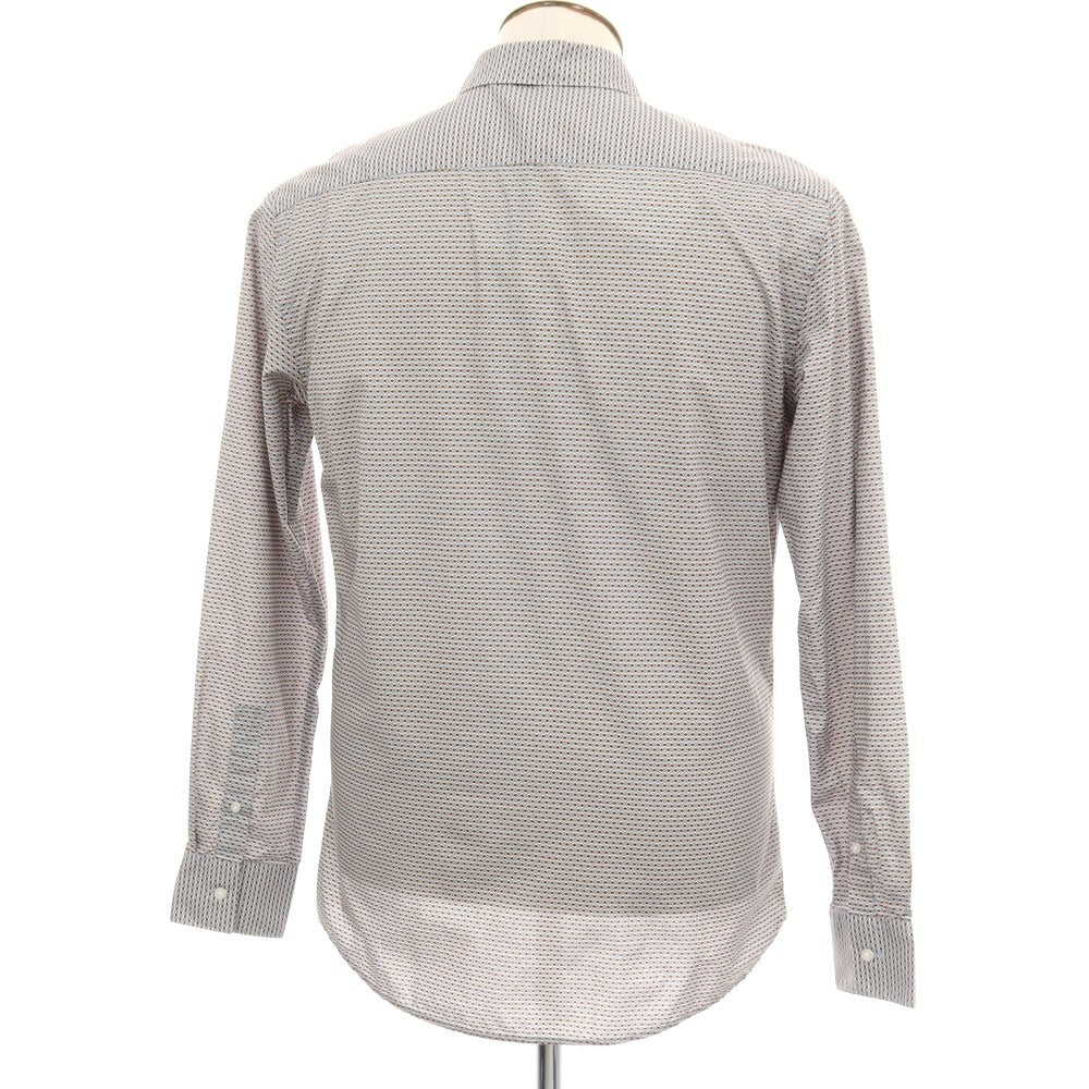 【新品】ガウディ GAUDI コットン 総柄 プリント レギュラーカラー カジュアルシャツ グレーxブラウン【サイズL】【 状態ランクN 】【 メンズ 】