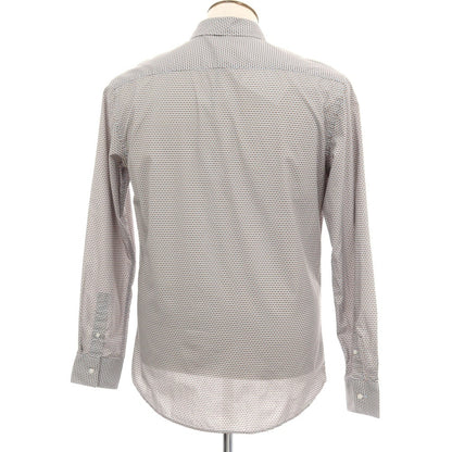 【新品】ガウディ GAUDI コットン 総柄 プリント レギュラーカラー カジュアルシャツ グレーxブラウン【サイズL】【 状態ランクN 】【 メンズ 】