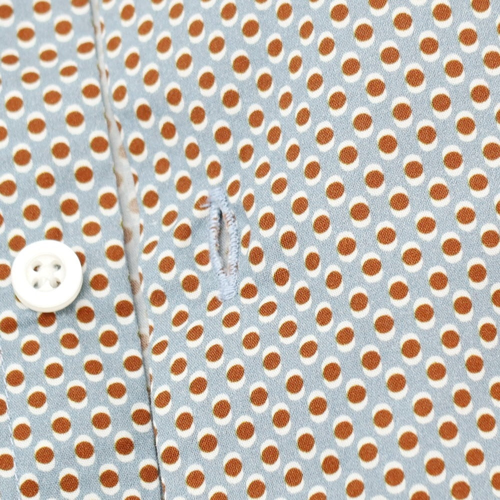 【新品】ガウディ GAUDI コットン 総柄 プリント レギュラーカラー カジュアルシャツ グレーxブラウン【サイズL】【 状態ランクN 】【 メンズ 】