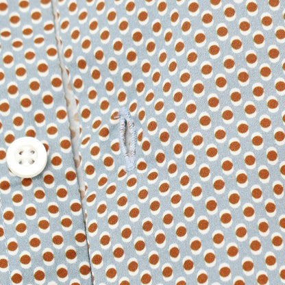 【新品】ガウディ GAUDI コットン 総柄 プリント レギュラーカラー カジュアルシャツ グレーxブラウン【サイズL】【 状態ランクN 】【 メンズ 】