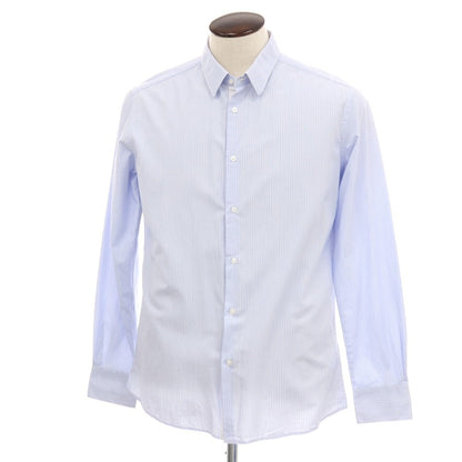 【新品】ガウディ GAUDI コットンレーヨン ストライプ レギュラーカラー カジュアルシャツ ライトブルーxホワイト【サイズL】【 状態ランクN 】【 メンズ 】
