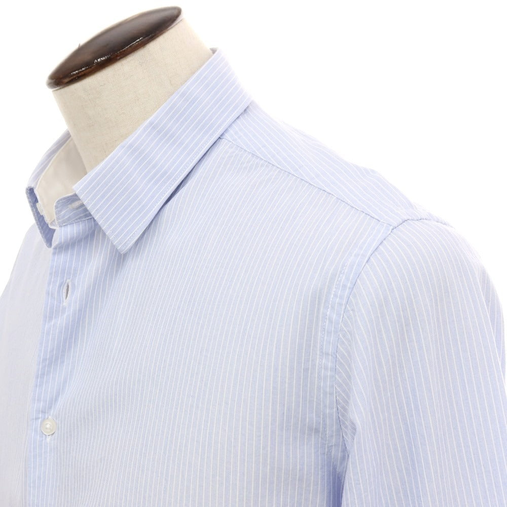 【新品】ガウディ GAUDI コットンレーヨン ストライプ レギュラーカラー カジュアルシャツ ライトブルーxホワイト【サイズL】【 状態ランクN 】【 メンズ 】