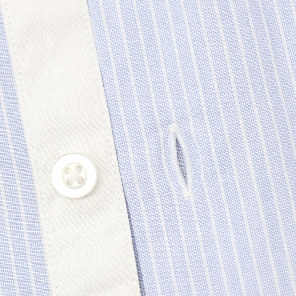 【新品】ガウディ GAUDI コットンレーヨン ストライプ レギュラーカラー カジュアルシャツ ライトブルーxホワイト【サイズL】【 状態ランクN 】【 メンズ 】