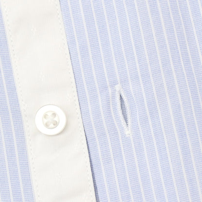 【新品】ガウディ GAUDI コットンレーヨン ストライプ レギュラーカラー カジュアルシャツ ライトブルーxホワイト【サイズL】【 状態ランクN 】【 メンズ 】