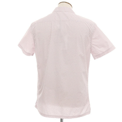 【新品】ガウディ GAUDI コットン 総柄 プリント オープンカラー 半袖シャツ ホワイトxパープル【サイズL】【 状態ランクN 】【 メンズ 】