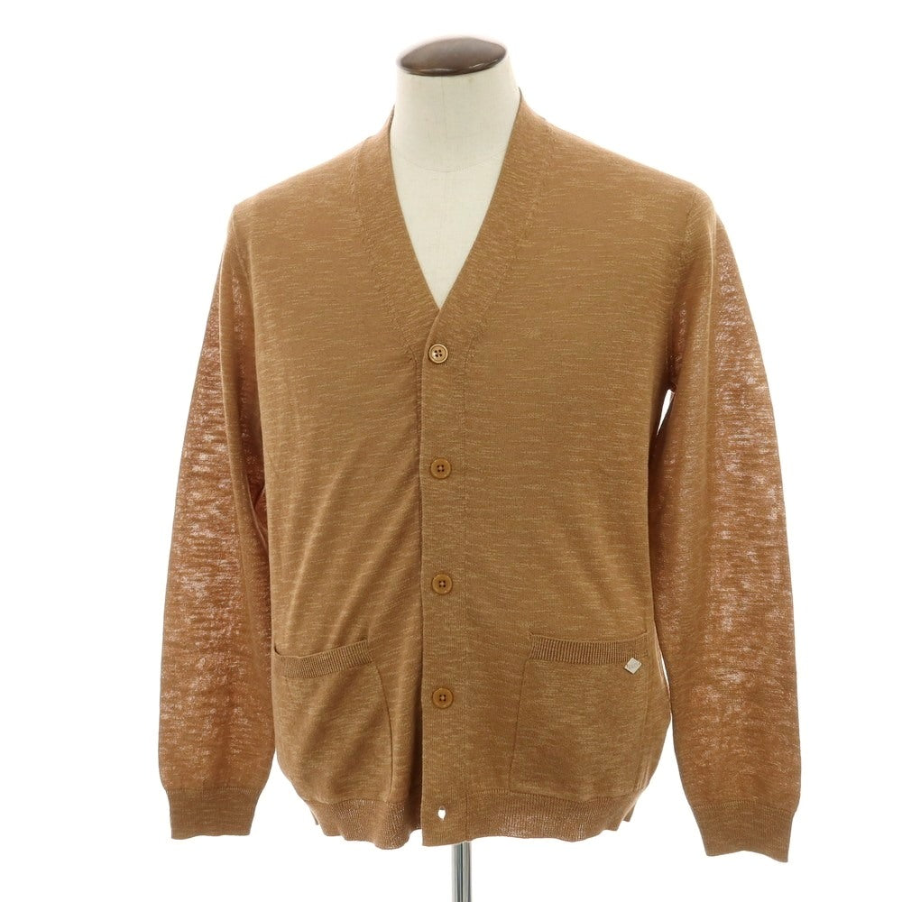 【新品】ガウディ GAUDI ハイゲージ コットンレーヨンポリエステルリネン カーディガン キャメルブラウン【 L 】【 状態ランクN 】【 メンズ 】