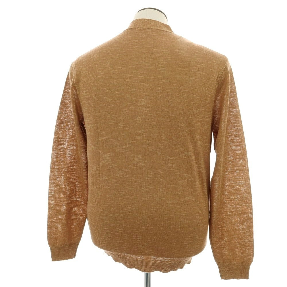 【新品】ガウディ GAUDI ハイゲージ コットンレーヨンポリエステルリネン カーディガン キャメルブラウン【 L 】【 状態ランクN 】【 メンズ 】