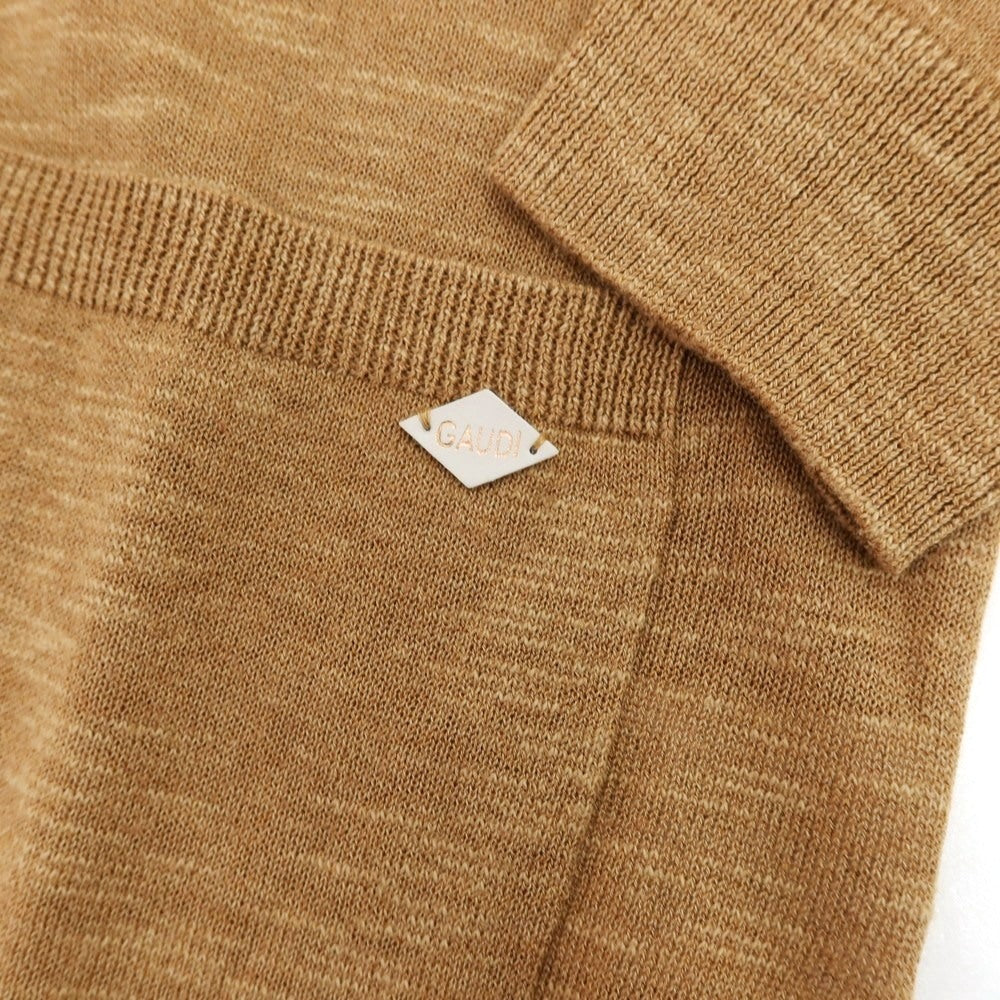 【新品】ガウディ GAUDI ハイゲージ コットンレーヨンポリエステルリネン カーディガン キャメルブラウン【 L 】【 状態ランクN 】【 メンズ 】