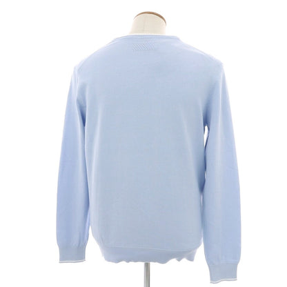 【新品】ガウディ GAUDI ハイゲージ コットン クルーネック プルオーバーニット ライトブルーxホワイト【 L 】【 状態ランクN 】【 メンズ 】