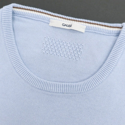 【新品】ガウディ GAUDI ハイゲージ コットン クルーネック プルオーバーニット ライトブルー【 L 】【 状態ランクN 】【 メンズ 】