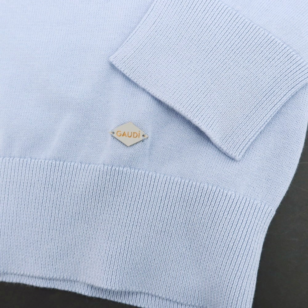 【新品】ガウディ GAUDI ハイゲージ コットン クルーネック プルオーバーニット ライトブルー【 L 】【 状態ランクN 】【 メンズ 】
