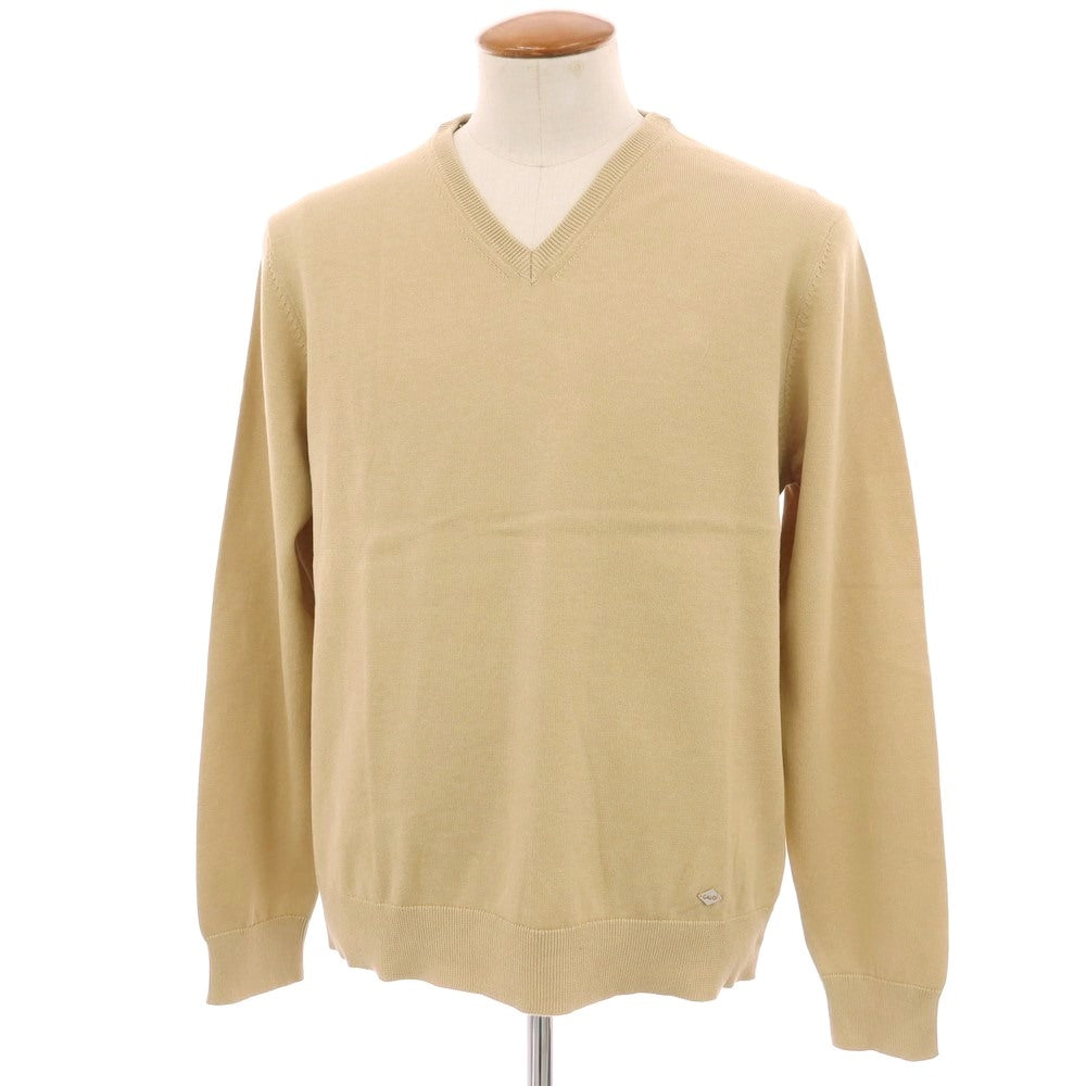 【新品】ガウディ GAUDI ハイゲージ コットン Vネック プルオーバーニット ベージュ【 L 】【 状態ランクN 】【 メンズ 】