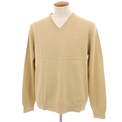 【新品】ガウディ GAUDI ハイゲージ コットン Vネック プルオーバーニット ベージュ【 L 】【 状態ランクN 】【 メンズ 】