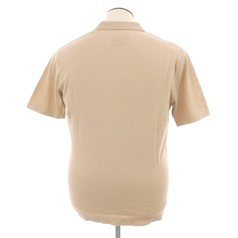 【新品】ガウディ GAUDI ハイゲージ コットン オープンカラー 半袖ニットシャツ ベージュ【 L 】【 状態ランクN 】【 メンズ 】