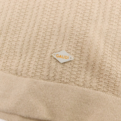 【新品】ガウディ GAUDI ハイゲージ コットン オープンカラー 半袖ニットシャツ ベージュ【 L 】【 状態ランクN 】【 メンズ 】